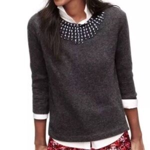 J Crew Sweater with Blue Jeweled Collar Small Gray